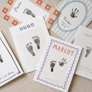 Personalised nursery decor handprint kit new baby gift birth details footprint kit personalised baby keepsake gift colourful nursery decor immagine 8