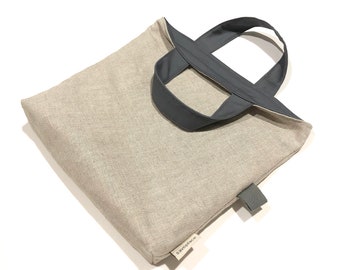 Saveplace® LINEN and COTTON eco-friendly mini shopping bag / mini tote bag / both sides are used
