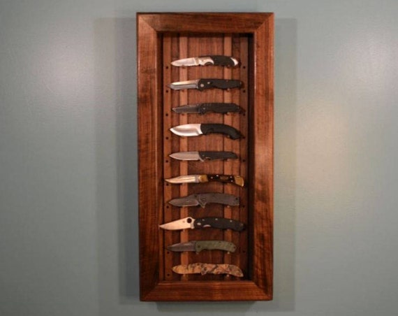 Knife Display Cases Reclaimer Craft Design Black Walnut Knife Case Wall Mounted Display Cabinet