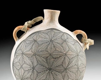 Early Acoma Polychrome Pottery Canteen Attributed to Lucy Lewis, Ca 1930, #1778