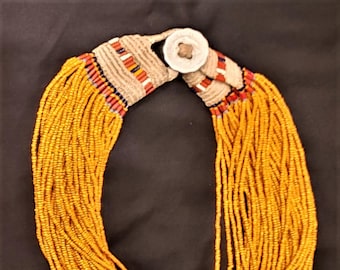 Authentic Konyak Naga Multi-strand Glass Bead Necklace, with Macrame Closure #1764