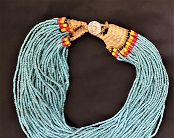 Authentic Naga Multi-strand Glass Bead Necklace, with Macrame Closure #1762