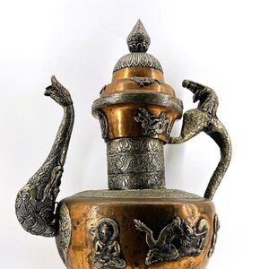 Very Large Vintage Copper/Brass Tibetan Tea Pot, Ca 1960's, 1745. imagen 1