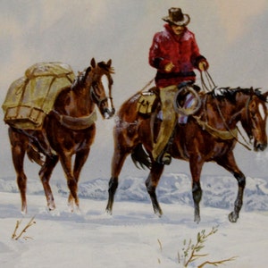 Western Artist: Ron Stewart, Water Color Painting, "Packing Memories", CA 1977, #724