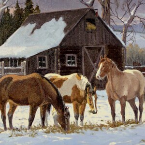 Western Artist: Ron Stewart, “Winter Stable”, Oil Painting on Canvas, Signed Lower Left Hand Corner, #748