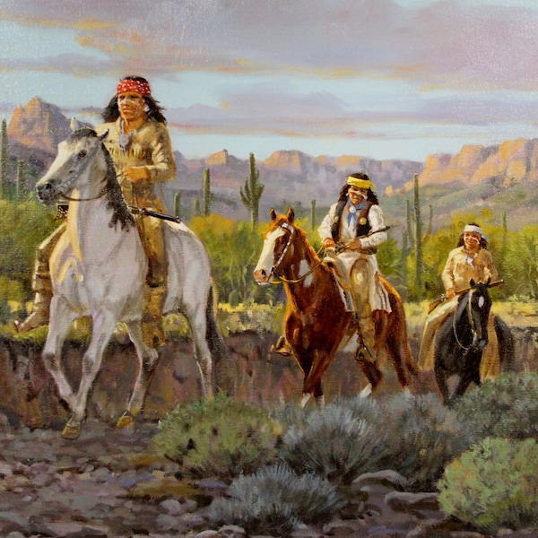 Western Artist, Ron Stewart Oil Painting, "Evening Trouble", #735