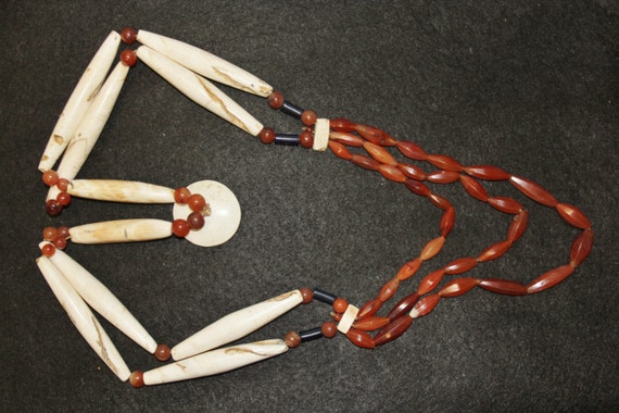 Naga Authentic Ao Naga Warrior Shell and Carnelian Necklace 602