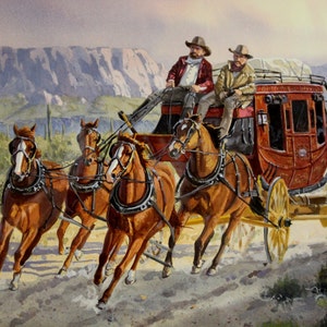 Western Artist: Ron Stewart, “Cactus Run”, Water Color Painting, Signed Lower Left Hand Corner, a Detailed Remarque in The Lower Right,#746