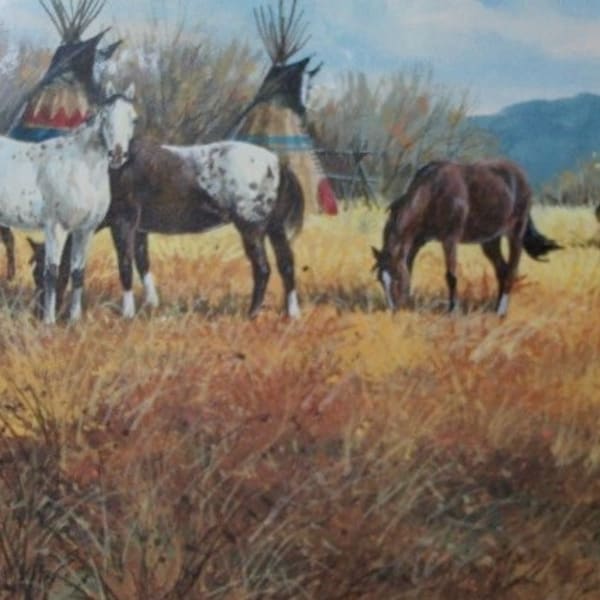 Country Painting : Ron Stewart, Ron Stewart Artist, Western Artists, Water Color, Signed, "Fall Pastural" San Diego, Ca #170