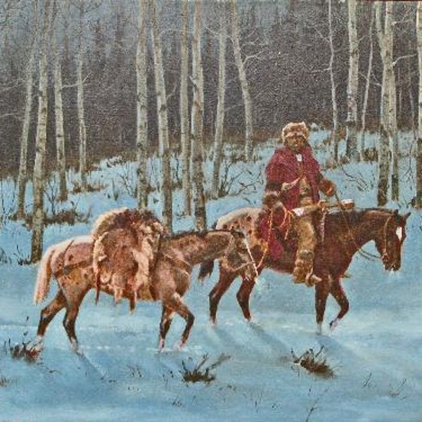 Horse Painting : Ron Stewart Oil Painting, Original Oil, "Through The Silence",  Ron Stewart Western Art, Ron Stewart Art, #443