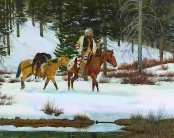 Western Artist, Ron Stewart, "Startin' to Thaw", Water Color Painting, #1767