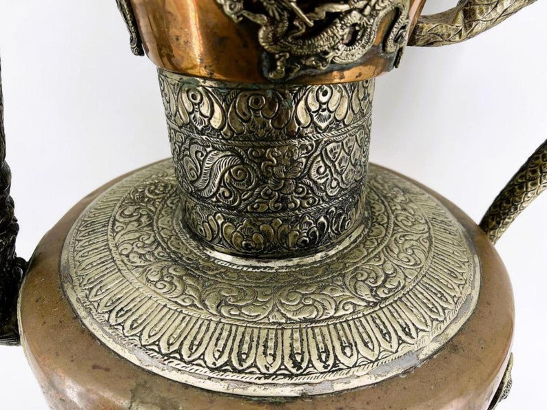 Very Large Vintage Copper/Brass Tibetan Tea Pot, Ca 1960's, 1745. imagen 7