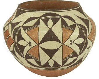 Vintage Pottery : Classic Design Vintage Polychrome Acoma Pottery Olla #308