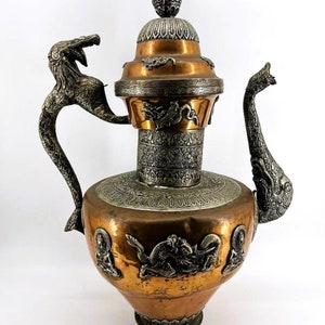 Very Large Vintage Copper/Brass Tibetan Tea Pot, Ca 1960's, 1745. imagen 5