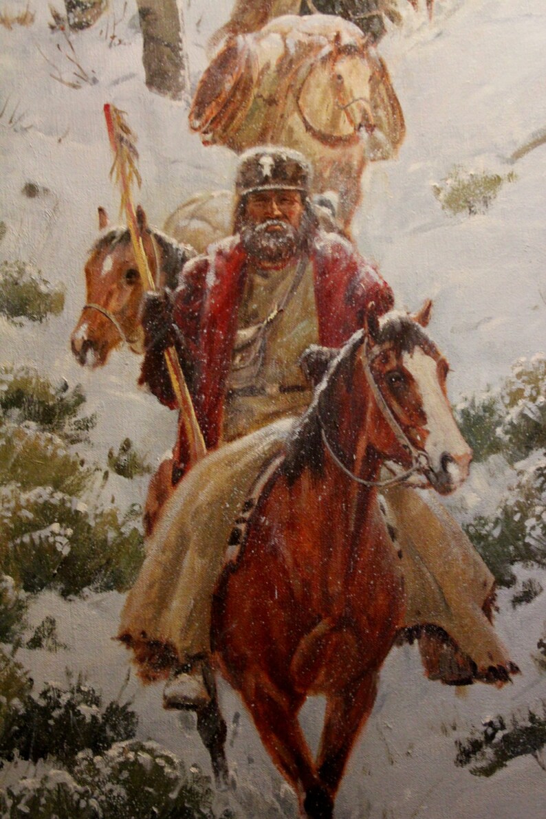 Västerländsk målning: Ron Stewart oljemålning, original Ron Stewart olja, "Ner från höglandet" signerad, Ron Stewart Western Art, #699 bild 4