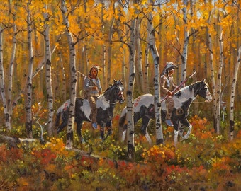 Western Artist: Ron Stewart, “Autumn Light”, Oil Painting on Board, Signed Lower Left Hand Corner, #745