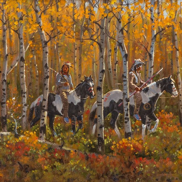 Western Artist: Ron Stewart, “Autumn Light”, Oil Painting on Board, Signed Lower Left Hand Corner, #745