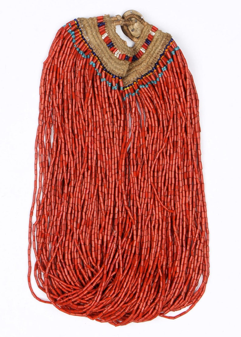 Authentic Konyak Naga Red Bead Necklace, Ca Early 1900s, 1481 image 2