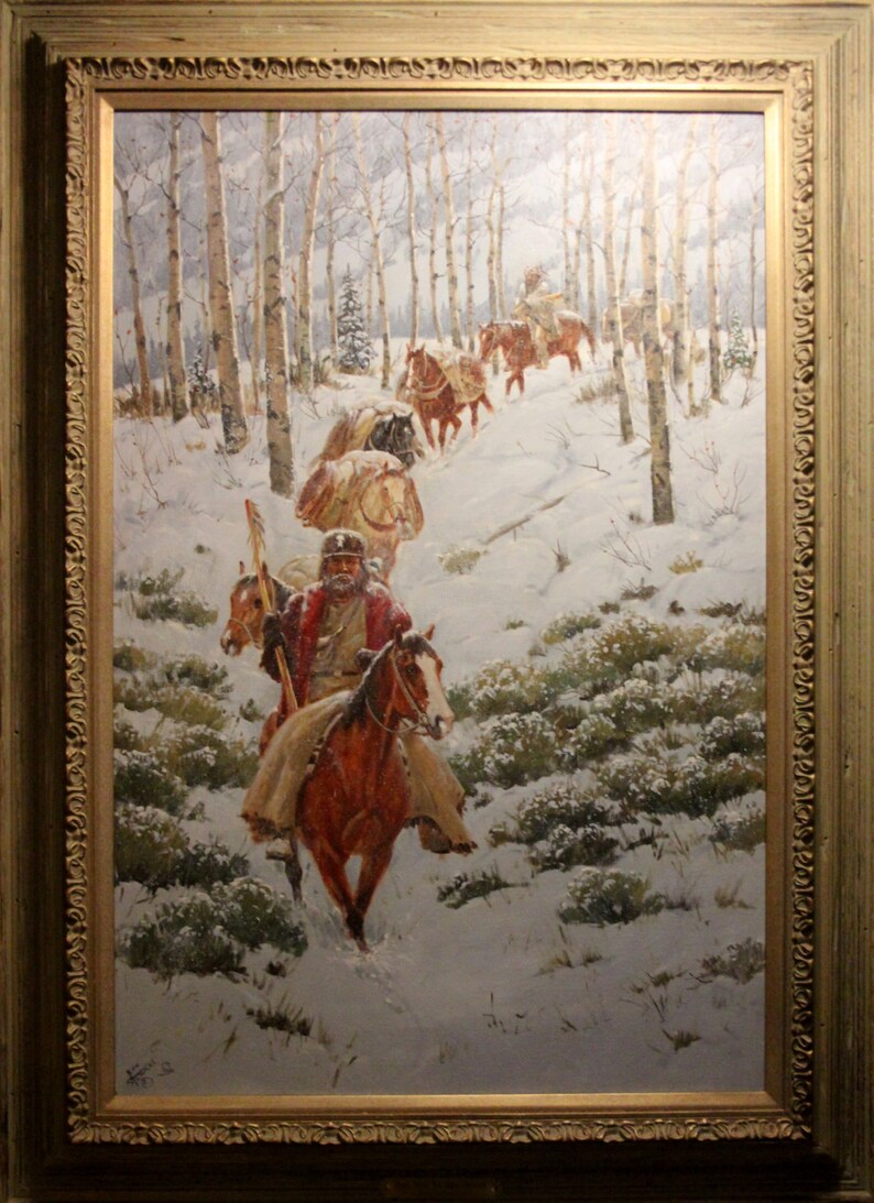 Västerländsk målning: Ron Stewart oljemålning, original Ron Stewart olja, "Ner från höglandet" signerad, Ron Stewart Western Art, #699 bild 5