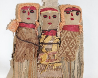 Primitive Dolls : Small Chancay Peruvian Funerary Dolls-Set of 3 #345
