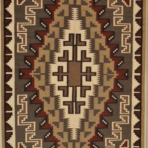 Native American Navajo Two Grey Hills weaving/rug, Circa 1930-50, #841 Reserved for BK Leonard