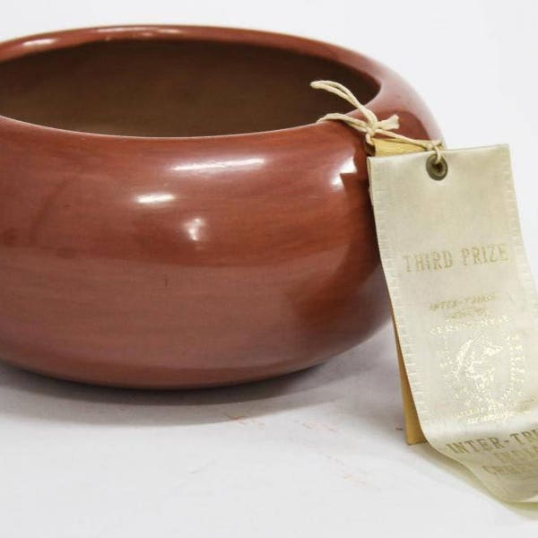 Native Amerian, San Ildefonso Pueblo, Polished Pottery Red Bowl, by Rose Gonzalez (1900-1989), Ca 1969, # 1144