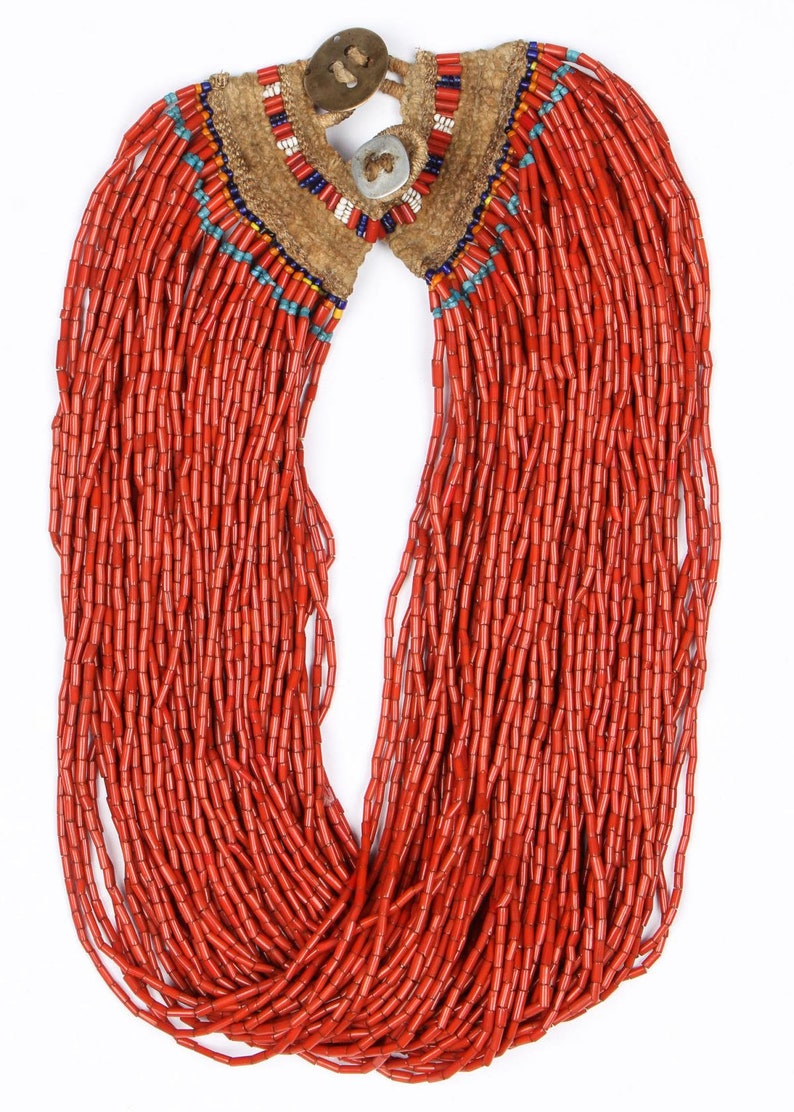 Authentic Konyak Naga Red Bead Necklace, Ca Early 1900s, 1481 image 4