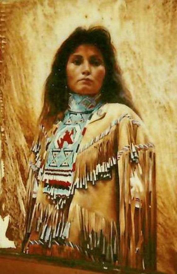 Western Art Oil Painting of a Native American Woman Miha photo