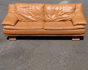 Vintage Tan Leather Sofa [shipping is not free]