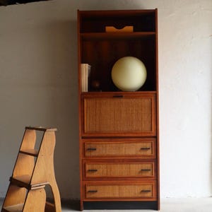 1960s Teak and Rattan Shelf