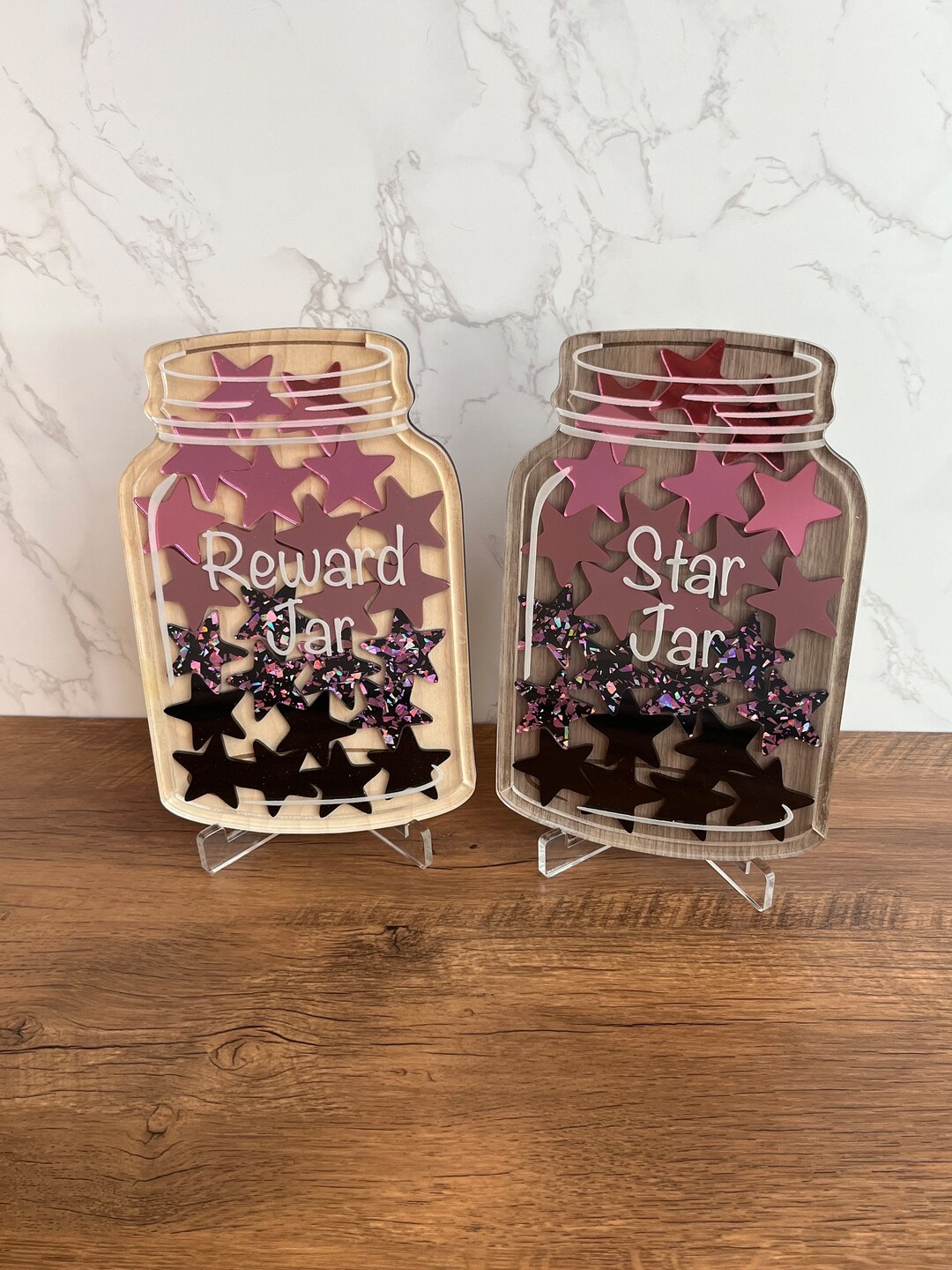 Personalized Wooden Reward Jar With Star Tokens - Etsy