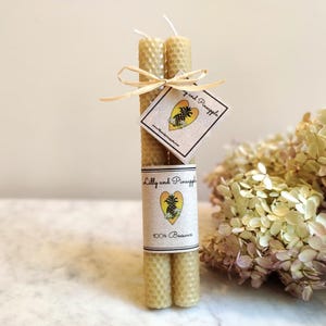 8&quot; Hand Rolled Beeswax Tapers (pair) -100% pure, domestic beeswax candles USA