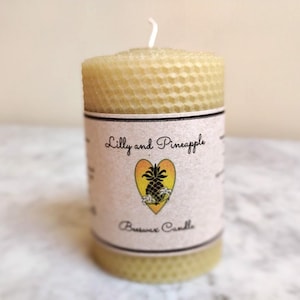 4&quot; x 3&quot; Beeswax Pillar Candle Hand Rolled -100% pure, domestic beeswax candles USA