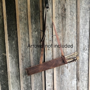 Brown w/ dark stitching Small Traditional Leather Archery Quiver