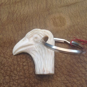 Handmade, Carved, Crow Antler Key Chain Ring