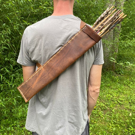 Scorpion Carquois de tir à l'arc en cuir véritable fait à la