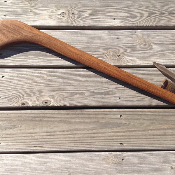 War Club with Iron Spike, All Natural Walnut Stain, Goose/Turkey Feathers, Horn/Wooden Beads