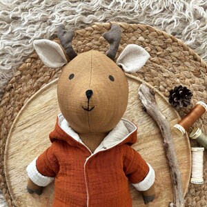 Deer Elk Sewing Pattern, Linen Cotton Plush Doll with Coat and Shorts (PDF Pattern)