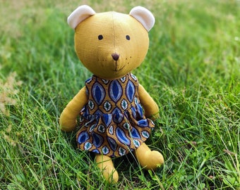 Teddy Bear Sewing Pattern Soft Toy In Linen Cotton DIY Gift For Baby Toddler Kid Woodland PDF Sewing Pattern Cloth Doll With Fairy Dress