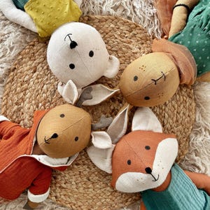 Linen Animal Doll Sewing Patterns Bundle – Fox, Deer, Bunny & Teddy Bear With Clothes (PDF)