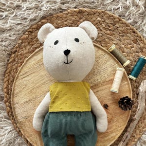 Teddy Bear Sewing Pattern: Linen Cotton Cloth Doll, Fairy Dress (PDF Pattern)