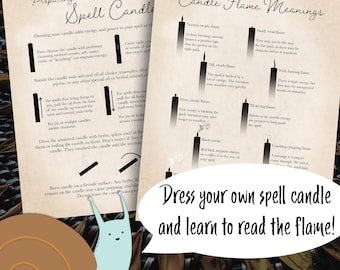 Spell Candle + Candle Flame Meaning Grimoire Pages - digital download for Book of Shadows