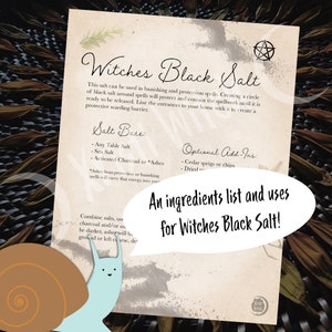 Witches Black Salt Grimoire Page digital download for Book of Shadows, Witches, Pagans, Home Decor, Rituals, Spellwork, Magick Spells