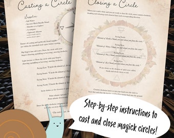 Circle Casting and Closing Grimoire Pages - digital download for Book of Shadows