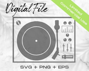 Plattenspieler SVG, Plattenspieler svg, DJ Cut Datei, Plattenspieler Cricut Datei, kommerzielle Nutzung Svg Png Eps, Record Player Clipart, DJ Svg Datei