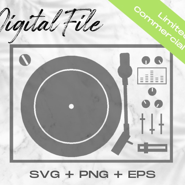 Turntable SVG, Record Player svg, DJ Cut File, Turntable Cricut File, Commercial Use Svg Png Eps, Record Player Clipart, DJ Svg File
