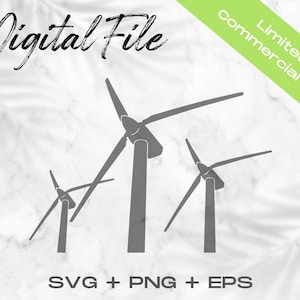 Wind Turbines SVG, Wind Power Clipart, Wind Turbine Cut File, Wind Power Cricut File, Commercial Use Svg Png Eps, Wind Turbines Clip Art