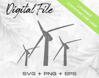Wind Turbines SVG, Wind Power Clipart, Wind Turbine Cut File, Wind Power Cricut File, Commercial Use Svg Png Eps, Wind Turbines Clip Art
