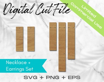 Laser Cut Jewelry Set, Glowforge Necklace File, Wood Necklace svg, Earrings Template File, Modern Geometric Necklace svg, Laser Necklace