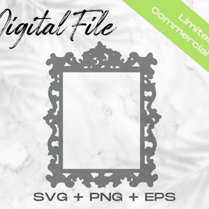 Ornate Rectangle Frame SVG, Wall Decor Clipart, Wall Decor Cut File, Ornate Frame Cricut File, Commercial Use Svg Png Eps, Wall Decor Svg